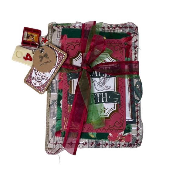 Christmas Junk Journal  With Charm u Washi  Fabric Wrap Tons Ephemera Handmade P - Picture 4 of 16